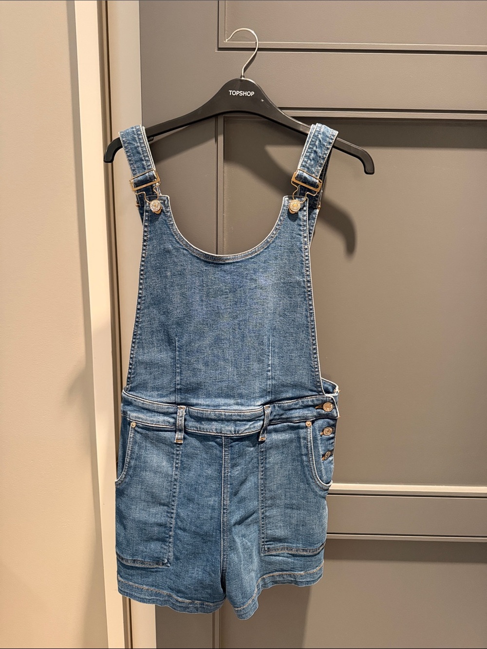 7 For All Mankind Medium Blue Denim Short Overalls
